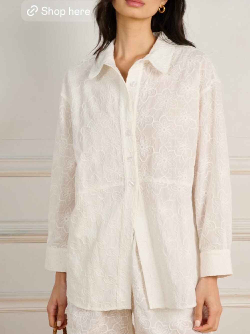 La Maregold White Daffodil Embroidery Nicole Pant and Bianca Shirt